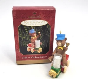 Hallmark Keepsake Ornament Milk N Cookies Express Train Teddy Bear 1993 - Picture 1 of 9