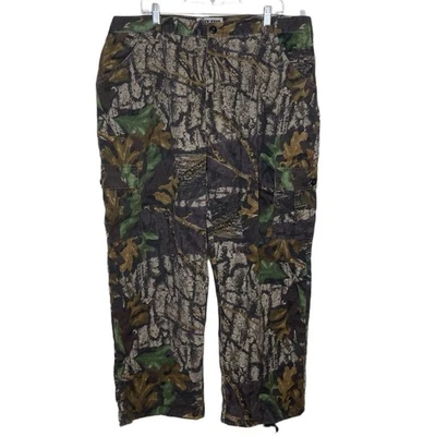 Vtg JERZEES Outdoors TreBark Bigwoods Green Camo Cargo Hunting Pants Y2K Sz XL - Image 1 of 4