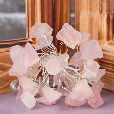 Rose Raw Fluorite Indoor String Lights 10ft 30LEDs Crystal Decorative Fairy L... - Image 1 of 4