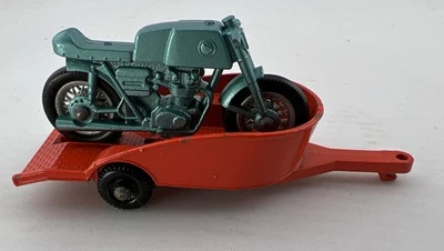 Matchbox Lesney # 38 Honda Motorcycle and Trailer  Orange/Metblue - Image 1 of 4