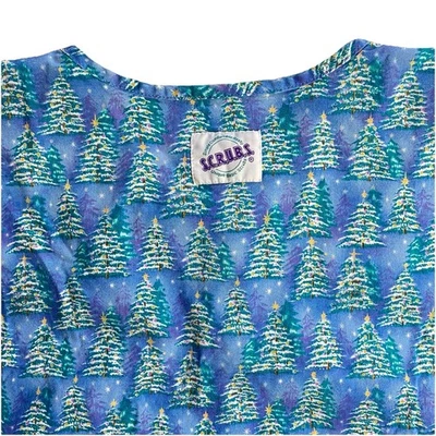S.C.R.U.B.S. Scrub Top Size Large Christmas Tree Holiday Print *altered hem* - Image 1 of 4