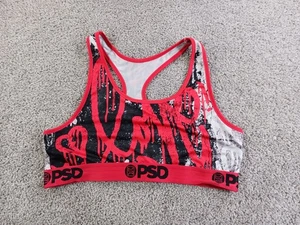 PSD XXL Womens Sportsbra Red Black Love Geometric Racerback Polyester Blend - Picture 1 of 7