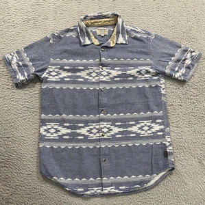 Burton Shirt Mens Medium Blue White Tycoon SS Short Sleeve Button Up Aztec Print - Picture 1 of 10