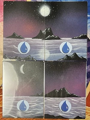 4x ISLAND Panorama • Altered Painted Art • Mtg (1621) - Image 1 of 4