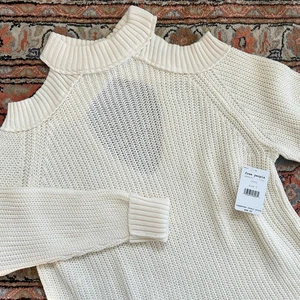 Free People Half Moon Bay elfenbeinfarbener Baumwollpullover neu mit Etikett - Bild 1 von 12