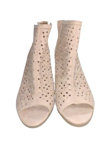 Botín Sugar Valentina Tostado Talla 8.5 Peep Toe Botín Corte Láser Tacón Bloque - Imagen 1 de 6