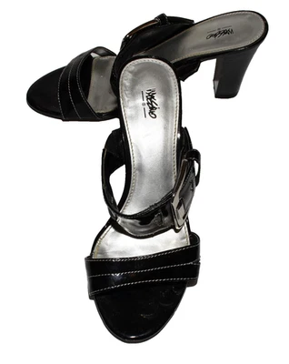 Mossimo Porta Black Faux Patent Leather Slide Heel Sandals Size 7M - Image 1 of 4