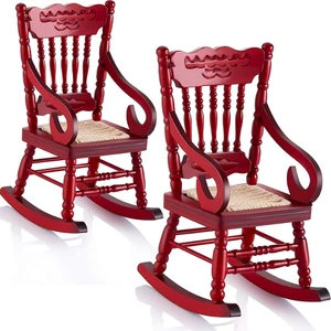 Christmas Doll House Wooden Chairs 1: 12 Christmas Dollhouse Accessories Mini Wo - Picture 1 of 12