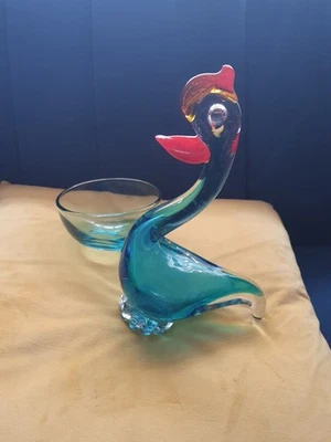 Vintage Hand Blown Murano Style  Glass Chicken 25 cm Cockerel Rooster Figure set - Image 1 of 4