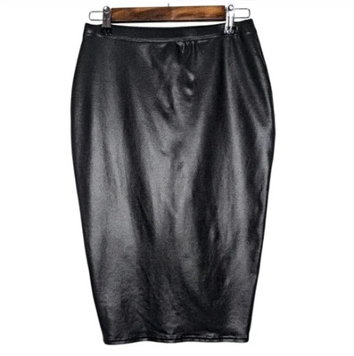 Leith Women's Black Faux Leather Sexy Pencil Skirt Size XS - Изображение 1 из 4
