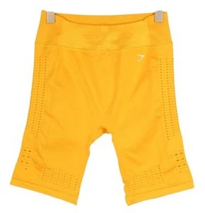 Gymshark Glow Donna Pantaloncini XL Giallo senza Cuciture Elastico Vita Alta Per - Picture 1 of 8