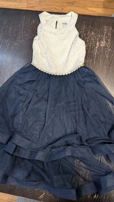 NWT Speechless girl White Lace Sparkle And Navy Tulle High Low Bottom Dress 8 - Image 1 of 4