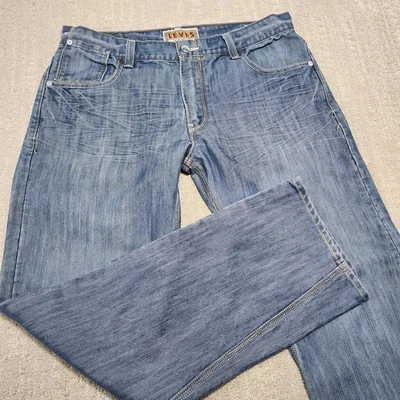 De colección Levis 514 Hombres 36x32 Bolsillo con Solapa Delgado Bigotes Rectos Mármol Y2K Denim Foto 1 de 4