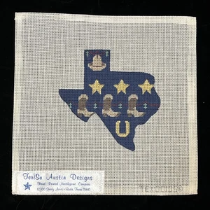Texas boots, stars, hat - Hand Painted Needlepoint Canvas TeriSu Austin Designs - Picture 1 of 1