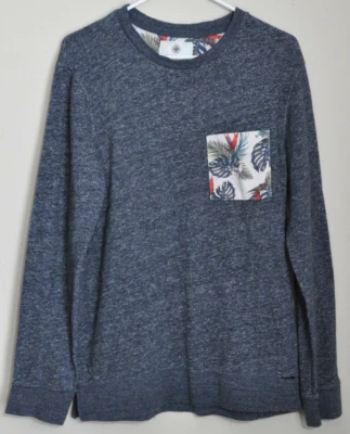 Sudadera ON THE BYAS azul gris cuello redondo. Bolsillo tropical en contraste. Mediano Foto 1 de 4