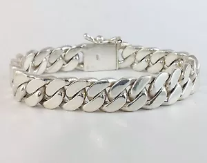 8" 70g HEAVY CHUNKY BIKER CUBAN CURB CHAIN 925 STERLING SILVER MENS BRACELET - Picture 1 of 6