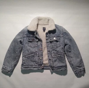 Gap Sherpa Lined Denim Trucker Jacket Kids Toddler Size Small - Picture 1 of 7