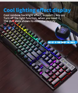 104 Keys Mechanical Keyboard Wired Gaming Keyboard for Laptop Desktop Ergonomics - Picture 1 of 10