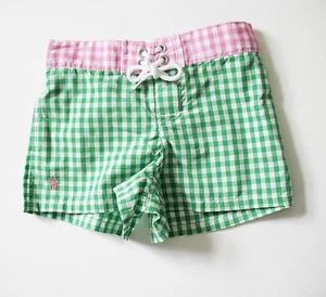 Ralph Lauren Little Girls Gingham Boardshorts Green Multi Sz 12 - NWT - Picture 1 of 1
