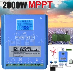 2000W Solar Wind Hybrid MPPT LCD Charge Controller w/ Dump Regulator 12/24V 48V - Picture 1 of 19