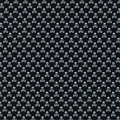 STOF Mini Skull & Crossbones Black Cotton Poplin, 145cm Wide, Fabric Per Half Metre