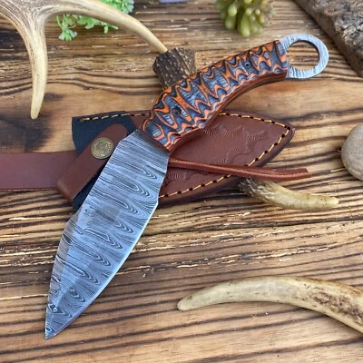 SHARDBLADE CUSTOM HAND FORGED DAMASCUS STEEL SURVIVAL EDC HUNTING KNIFE W/SHEATH - Image 1 of 4