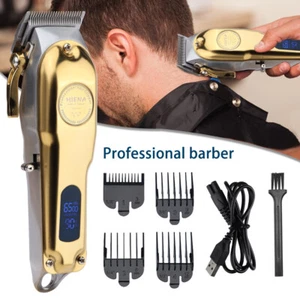 Cordless Professional Hair Clippers Trimmer Kit Men Cutting Machine Barber Salon - Picture 1 of 15