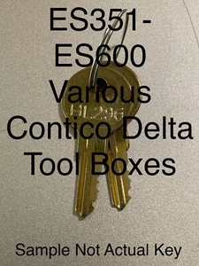 ES351-ES600 1502 2 Keys for Various Contico Delta Tool Box Locks Cut 2 Your Code - Picture 1 of 4