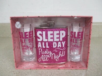 JUEGO DE FRASCOS Y VASOS DE CHUPITO DISEÑOS OJOS SALVAJES ROSA MUJER NIÑA FIESTA, 162598 Foto 1 de 4