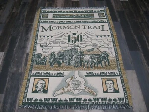 Vintage 90's 1997 LDS Mormon 150th Anniversary Pioneers 65" x 44" Throw Blanket - Picture 1 of 11