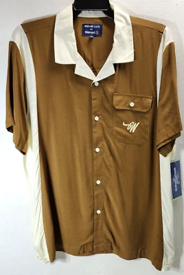 Camisa Wish Me Luck Para Hombres Abotonada Rayón Talla XL Marrón NUEVA Foto 1 de 4