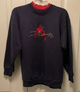 Vintage Won’s Wear Womens Pullover Sweatshirt Embroidered Cardinals Size L EUC - Picture 1 of 3