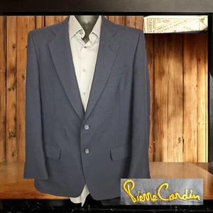 Vintage Pierre Cardin Jacket Blazer Mens 40R Solid Navy - Picture 1 of 10