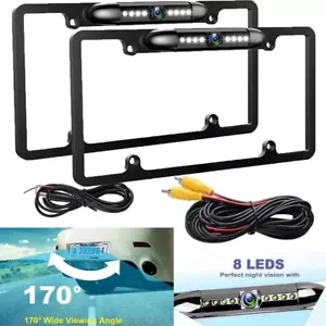 2x US License Plate Metal Frame Rear View Backup Camera CMOS HD LED Night Vision - Picture 1 of 14