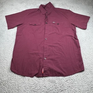 Dixxon Shirt Mens Large Red Wine Maroon Short Sleeve Button Up Sold Out 2016 - Picture 1 of 9