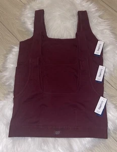 3 GapBody Cotton Rib Bralettes Bras Unpadded Wire Free Womens L Large Maroon New - Picture 1 of 4