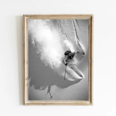 Póster de esquí vintage - impresión de arte de pared de esquí en blanco y negro | Regalo para amantes del esquí Foto 1 de 4