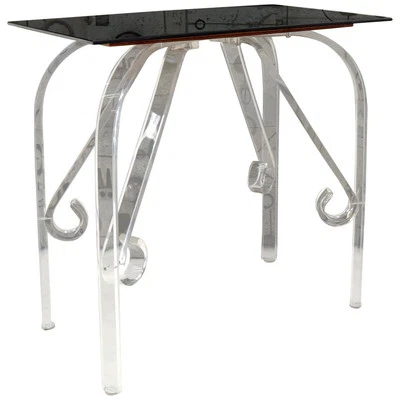 Bent Lucite Legs Black Smoked Glass Top Side End Table - Image 1 of 4