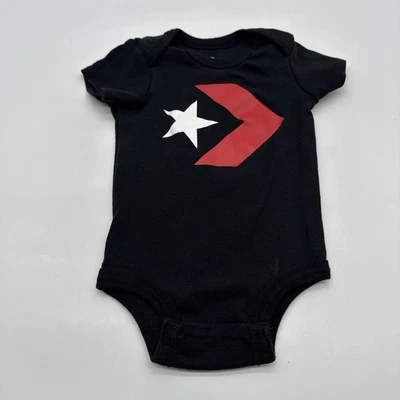 Converse One Piece Niños Pequeños 0-6 M Negro Estampado Gráfico Logo Snap .. #35063 Foto 1 de 4