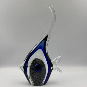 Vintage Murano Italien 12" klar mehrfarbig Kunst Glas Fisch Skulptur Briefbeschwerer - Bild 1 von 10