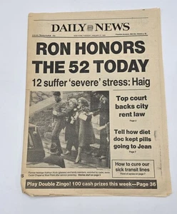 Pres Ronald Reagen Iran Hostages Return-Jan 27  1981 NY Daily News Newspaper - Picture 1 of 3