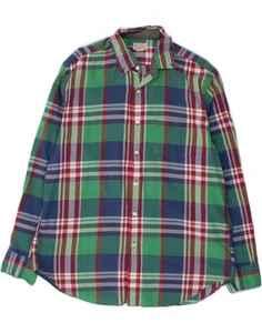 J. CREW Mens Tailored Shirt Large Green Check Cotton CG07 - Picture 1 of 3