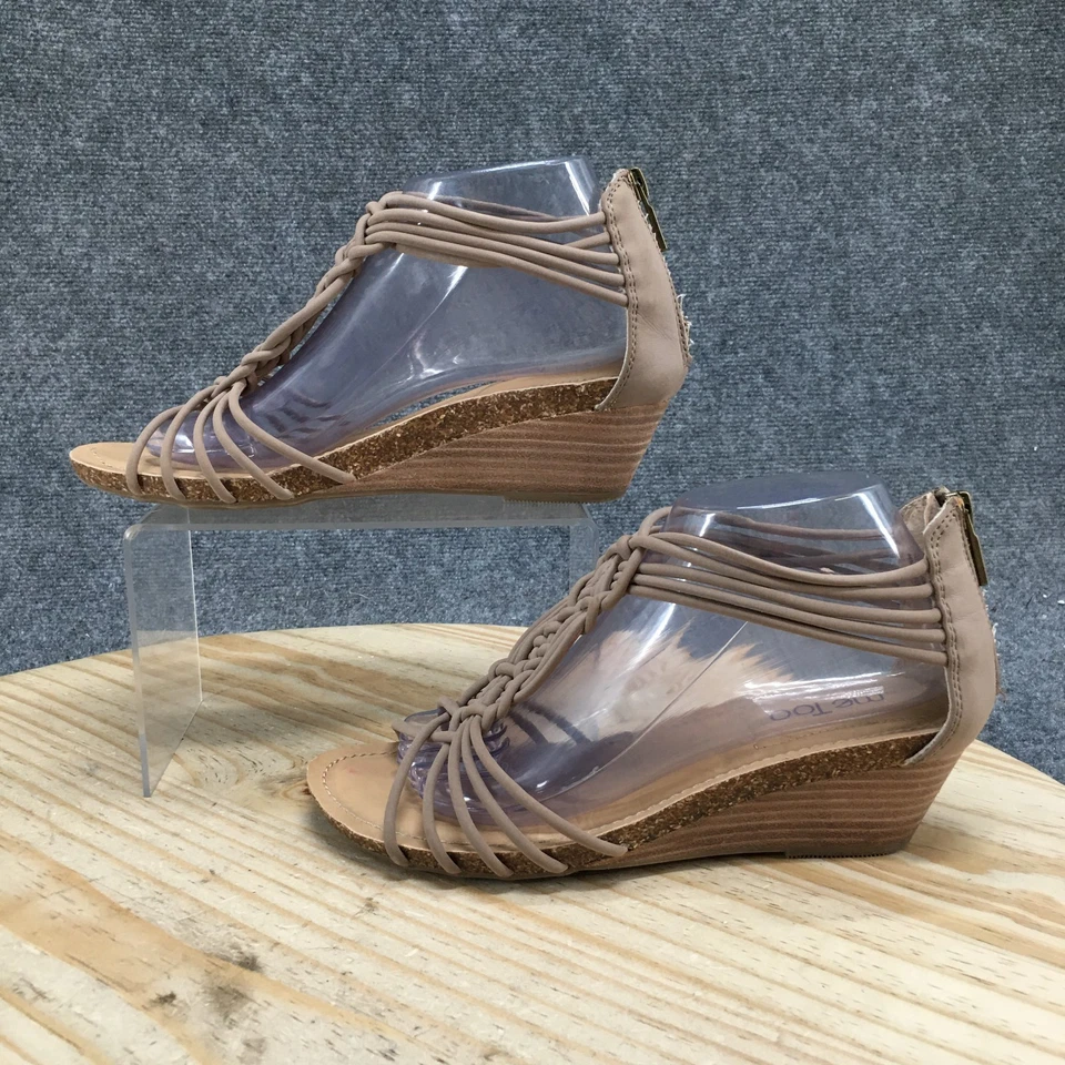 Me Too Sandals Womens 8.5M Tanya Gladiator Brown Faux Leather Casual Wedge Heels - Image 1 of 4