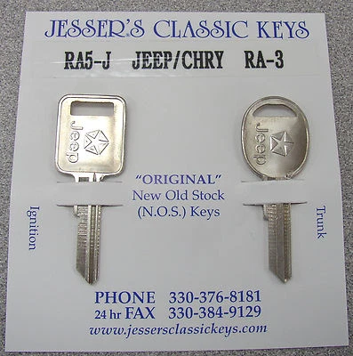 Chaves de níquel JEEP Pentastar originais muito raras 1990 - 1991 novo em folha estoque antigo  - Imagem 1 de 3