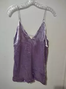 H&M | Purple Velvet Spaghetti Strap Tank Size 6 - Picture 1 of 5