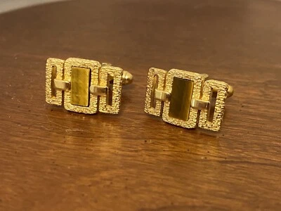 Gemelos vintage DANTE gemelos ojo de tigre piedra mediados de siglo Foto 1 de 2