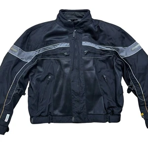 Olympia Moto Sports Mens Jacket Black Sz 2XL Motorcycle Padded Coat Cordura - Picture 1 of 8