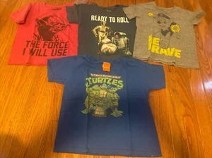 Lot Of 4 Graphic T Shirts Size 5-star Wars Ninja Turtles And Paw Patrol - Picture 1 of 10