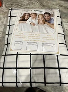 Nanko Queen Duvet Cover Set Grid, 90x90 Soft Bedding Cover. - Picture 1 of 2