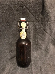 VTG Grolsch Amber Brown Lager Beer Bottle Porcelain Swing Top Beer Bottle Glass - Picture 1 of 3